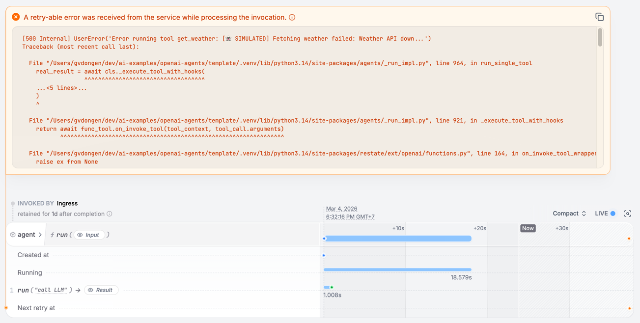 Restate UI Durable Execution