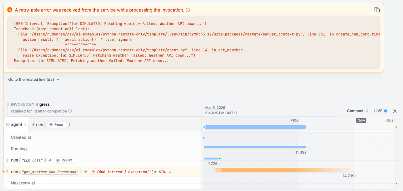 Restate UI Durable Execution