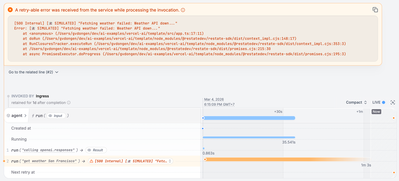 Restate UI Durable Execution